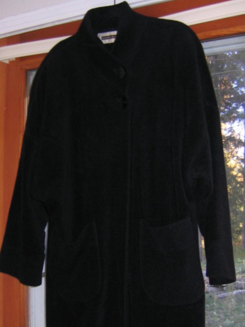 Kristen Blake Black Vintage Full Length Button Wool Blend Overcoat Womens S